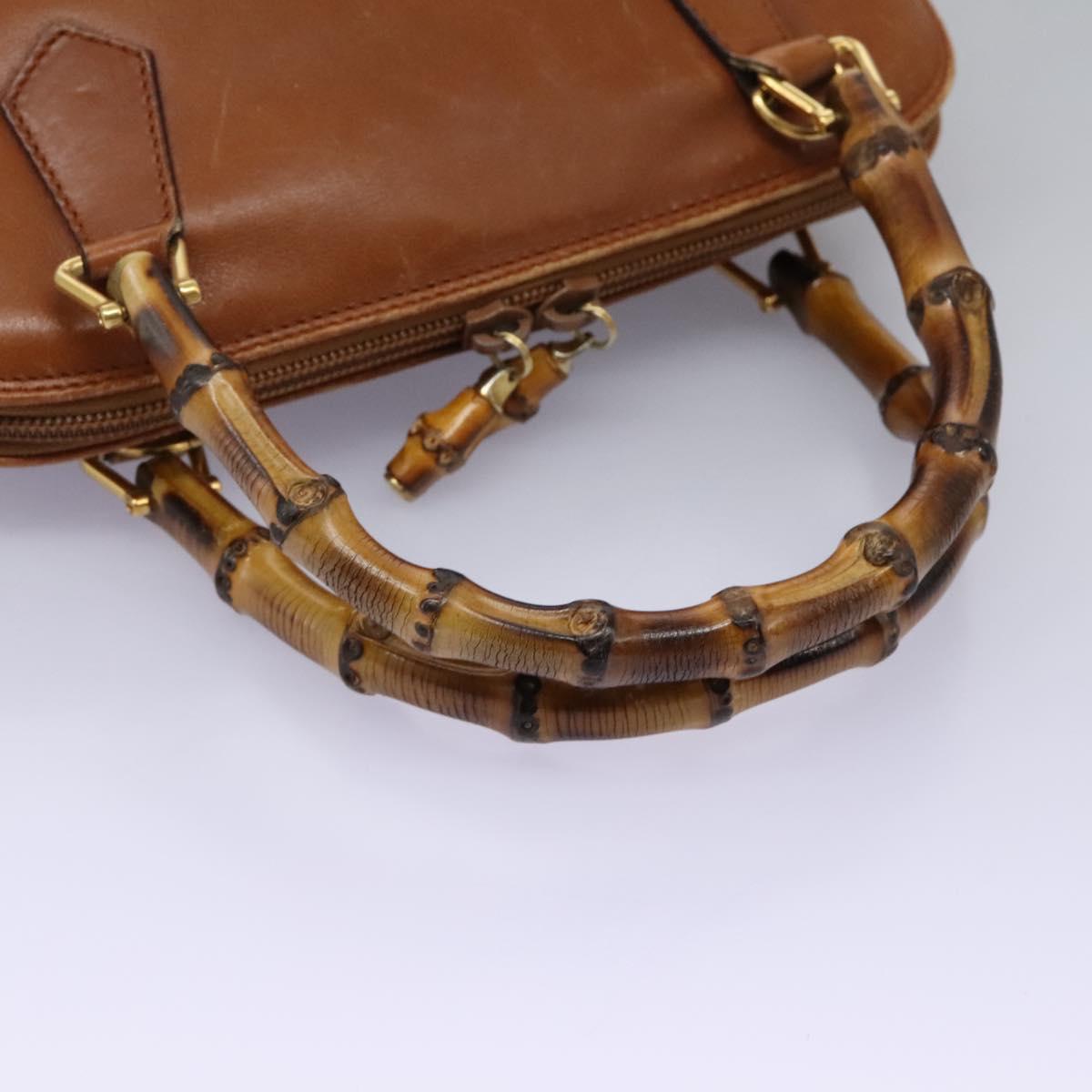 GUCCI Bamboo Hand Bag Leather 2way Brown Gold 000 2865 0290 Auth 121698