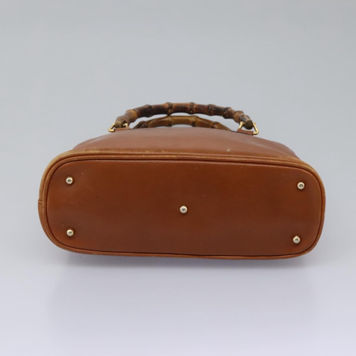 GUCCI Bamboo Hand Bag Leather 2way Brown Gold 000 2865 0290 Auth 121698