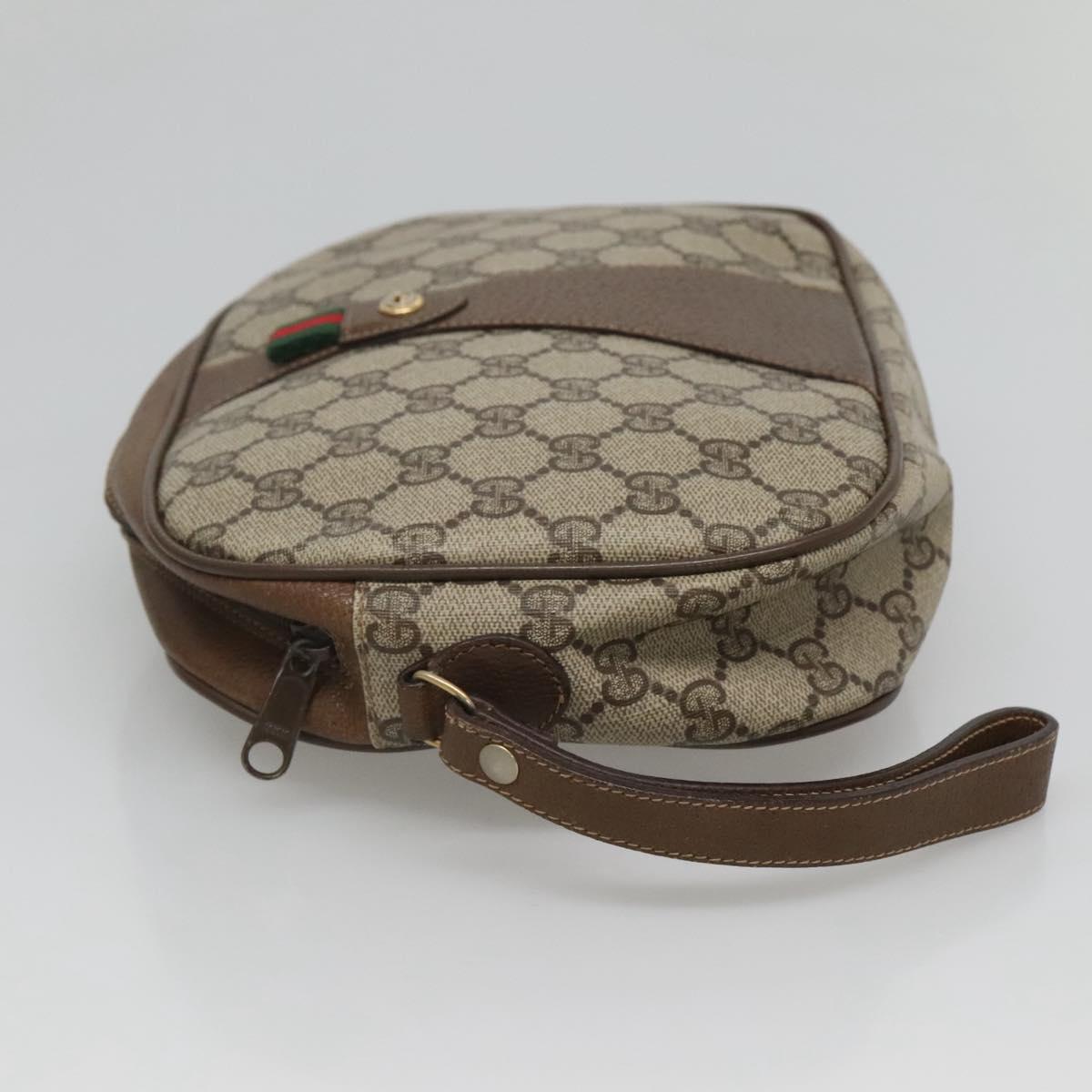 GUCCI GG Supreme Web Sherry Line Clutch Bag PVC Beige Gold 89 01 034 Auth 121699
