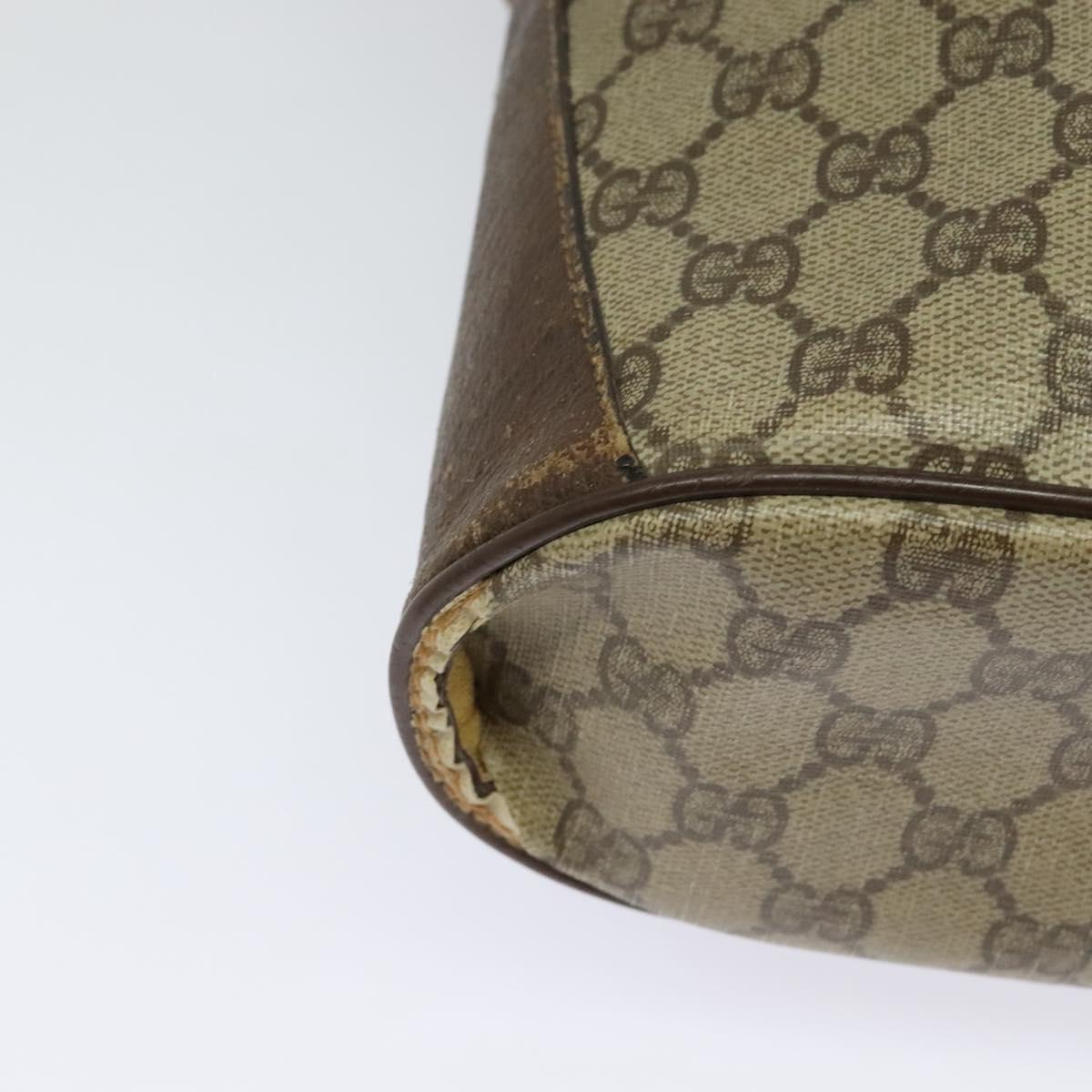 GUCCI GG Supreme Web Sherry Line Bag PVC Beige Gold 164 02 034 Auth 121700