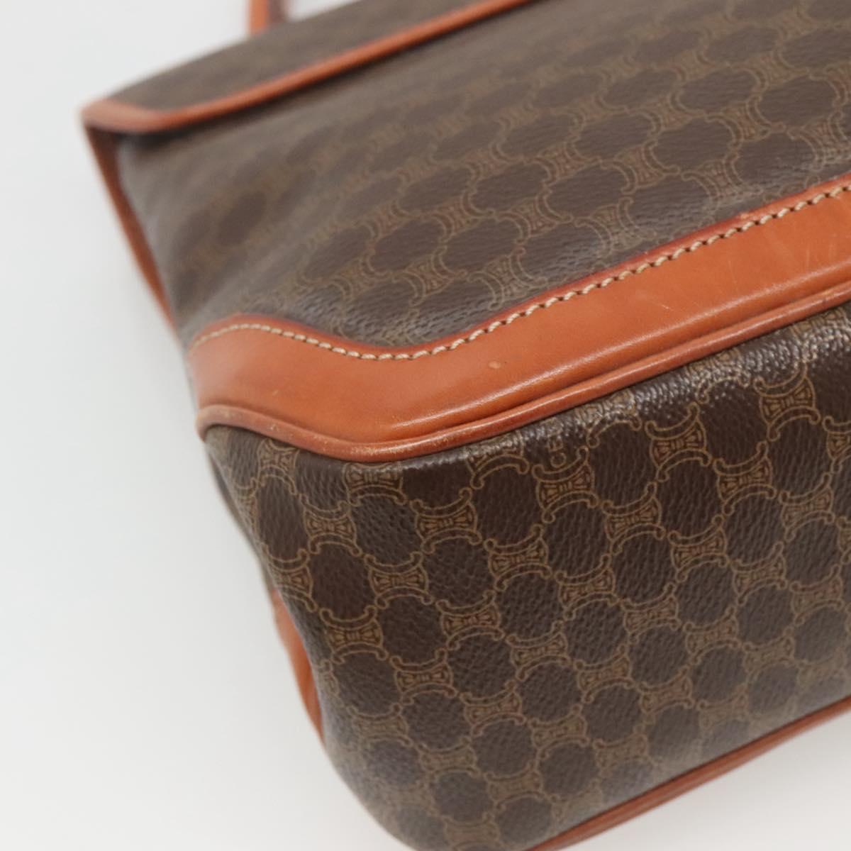 CELINE Macadam Canvas Hand Bag PVC Leather Brown Gold Auth 121702