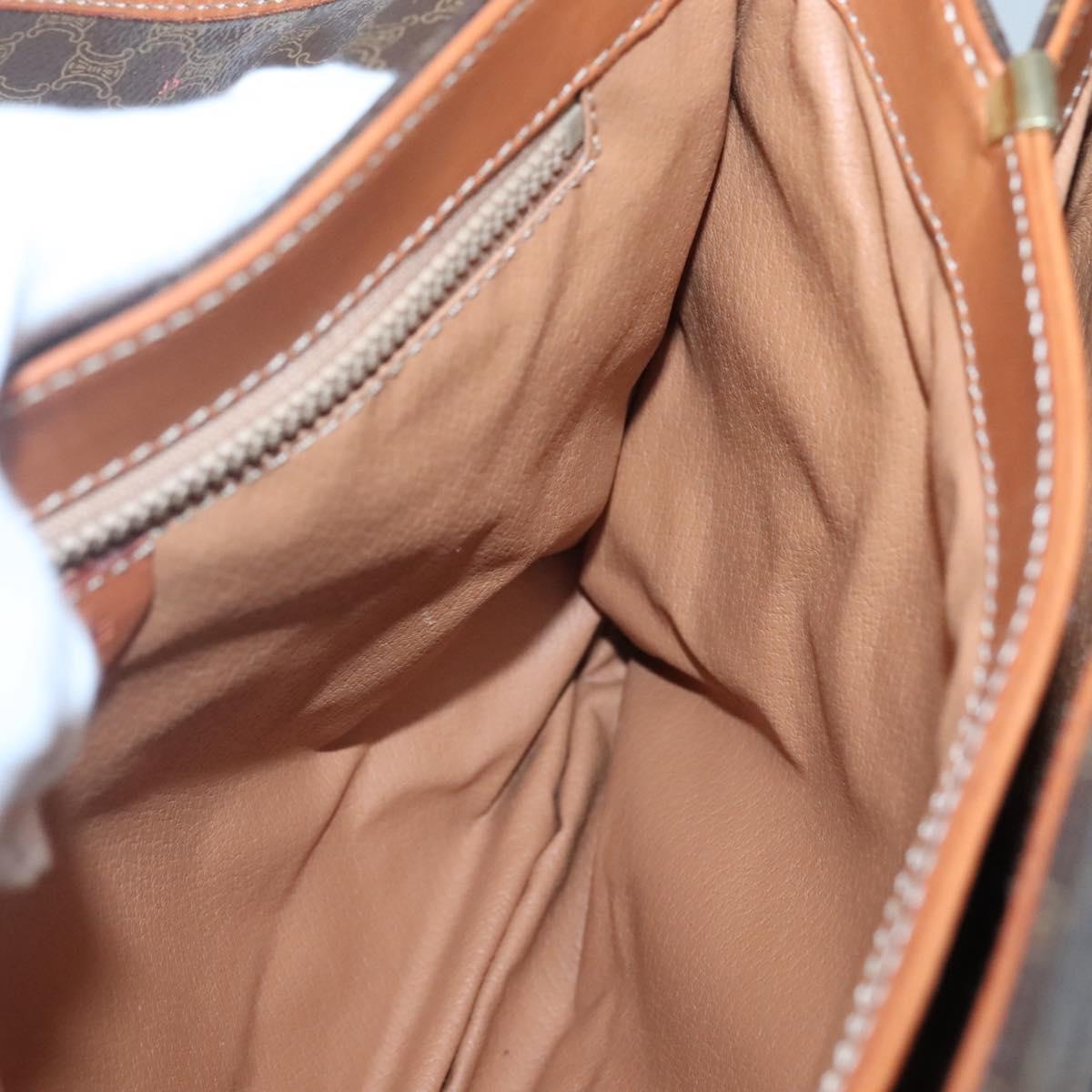 CELINE Macadam Canvas Hand Bag PVC Leather Brown Gold Auth 121702