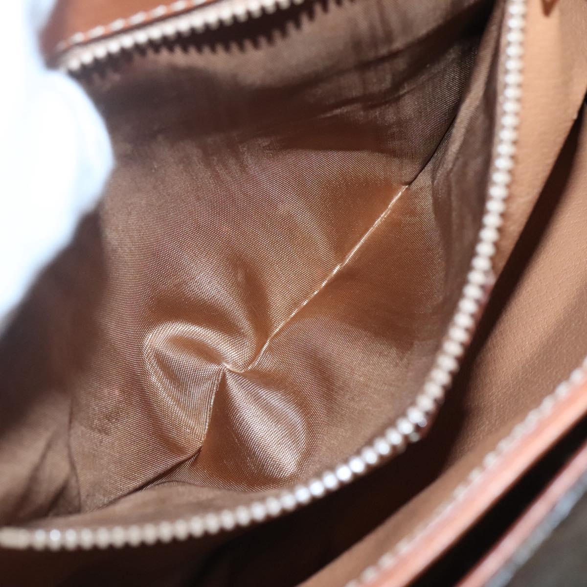 CELINE Macadam Canvas Hand Bag PVC Leather Brown Gold Auth 121702