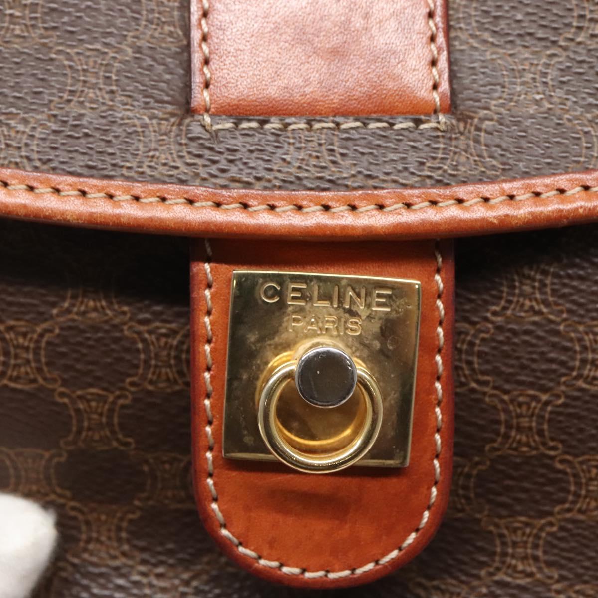 CELINE Macadam Canvas Shoulder Bag PVC Leather Brown Gold Auth 121703