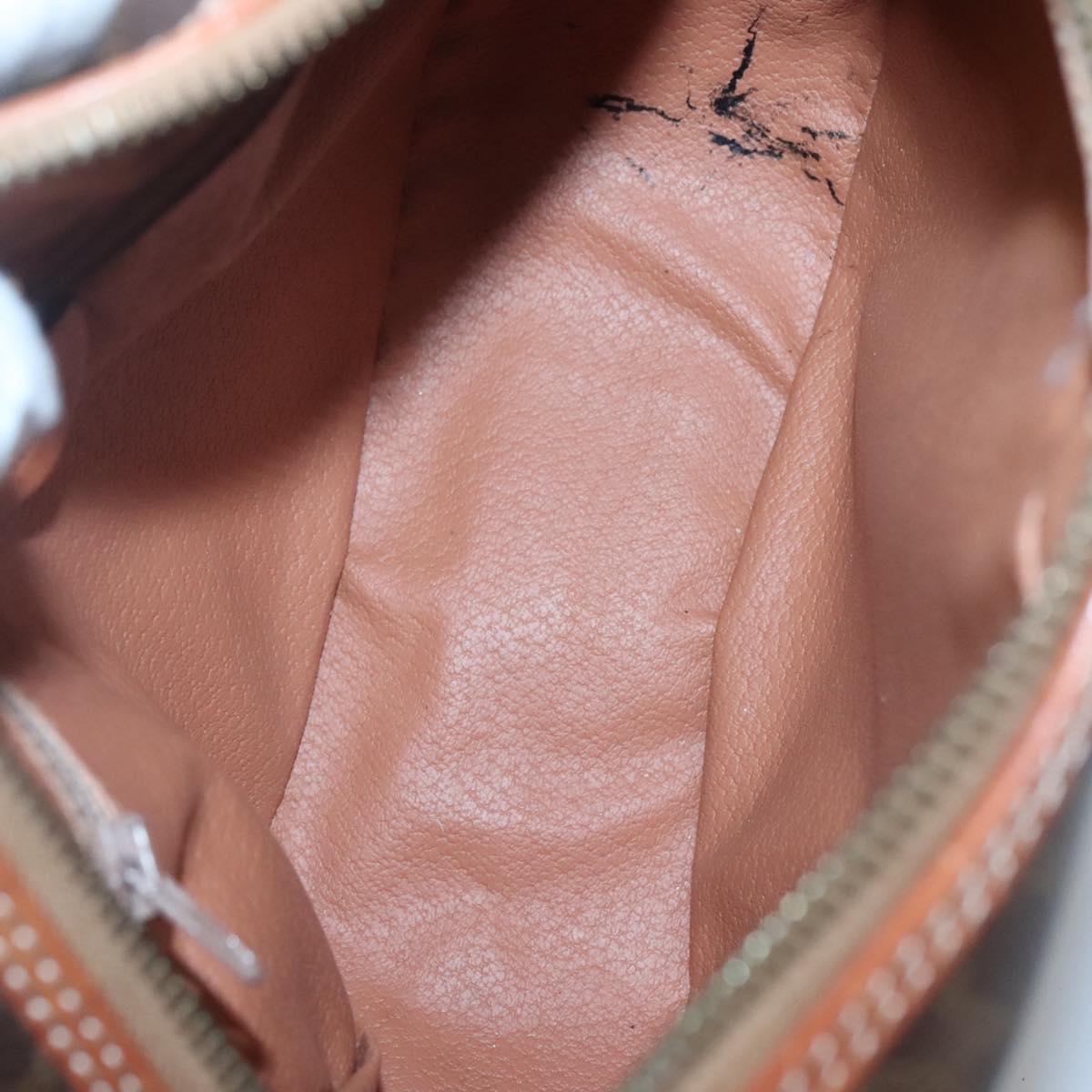 CELINE Macadam Canvas Shoulder Bag PVC Leather Brown Gold Auth 121703