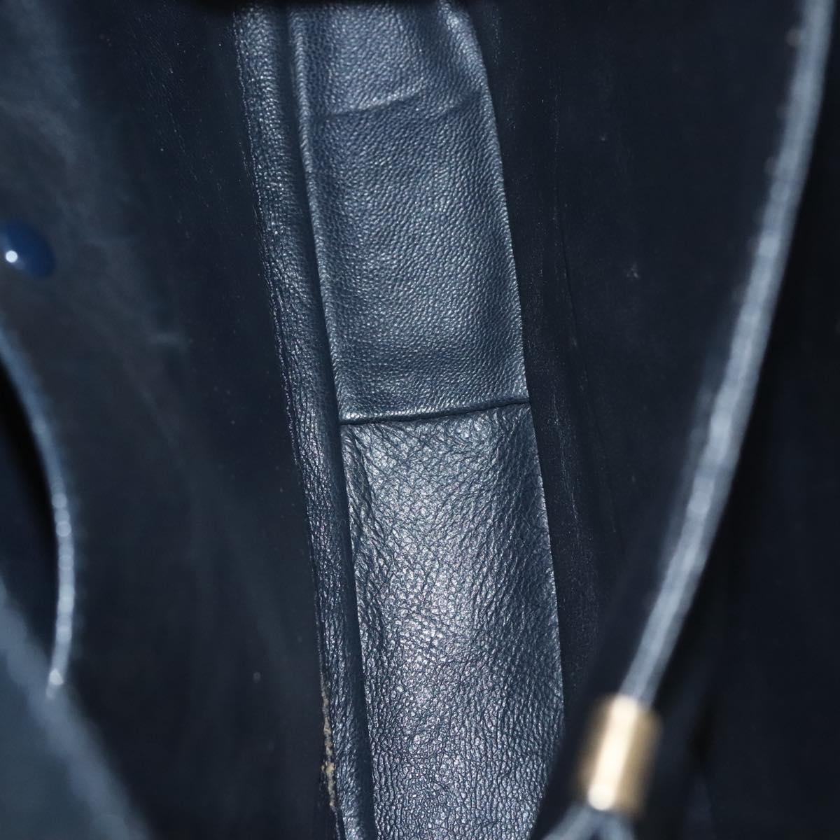 CELINE C Sulky Shoulder Bag Canvas Navy Gold Auth 121704