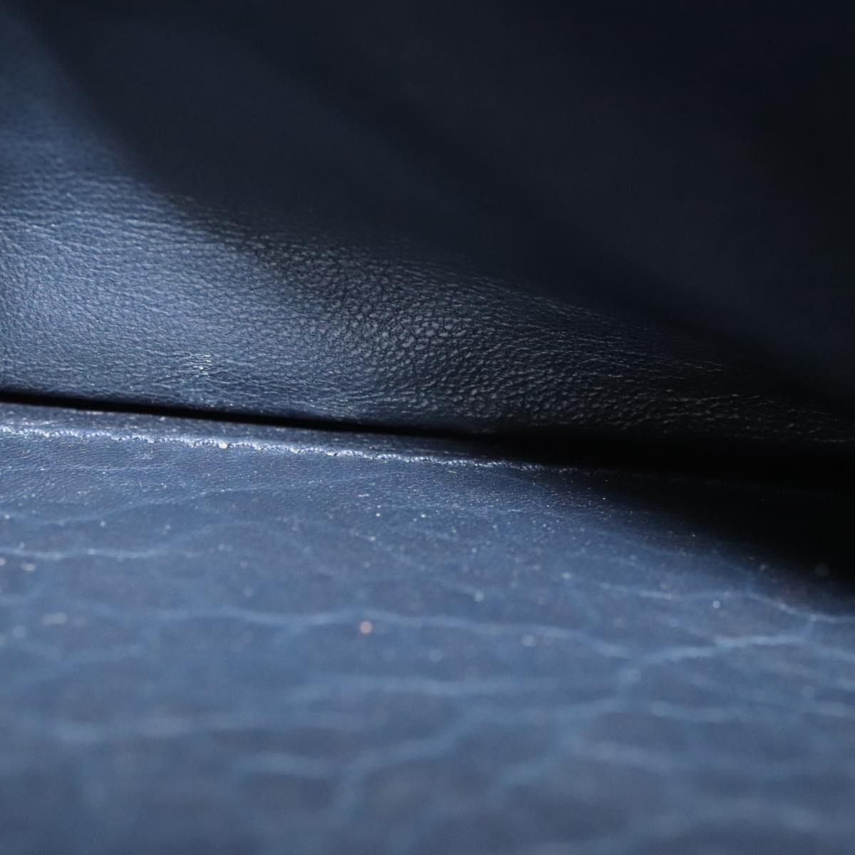 CELINE C Sulky Shoulder Bag Canvas Navy Gold Auth 121704