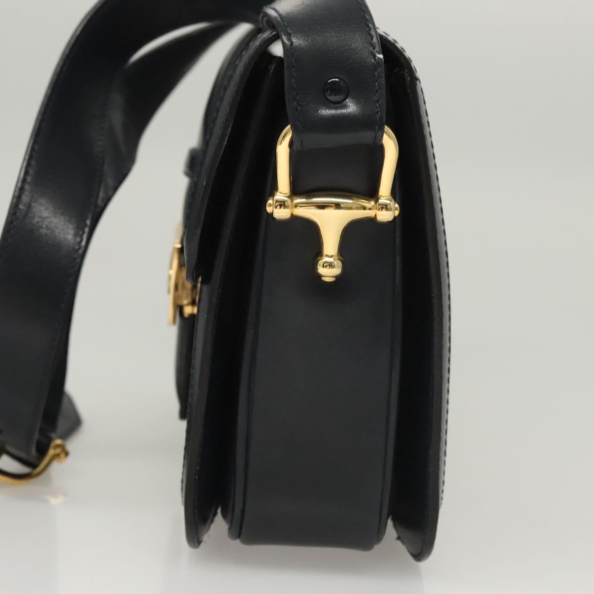 CELINE C Sulky Shoulder Bag Canvas Navy Gold Auth 121704