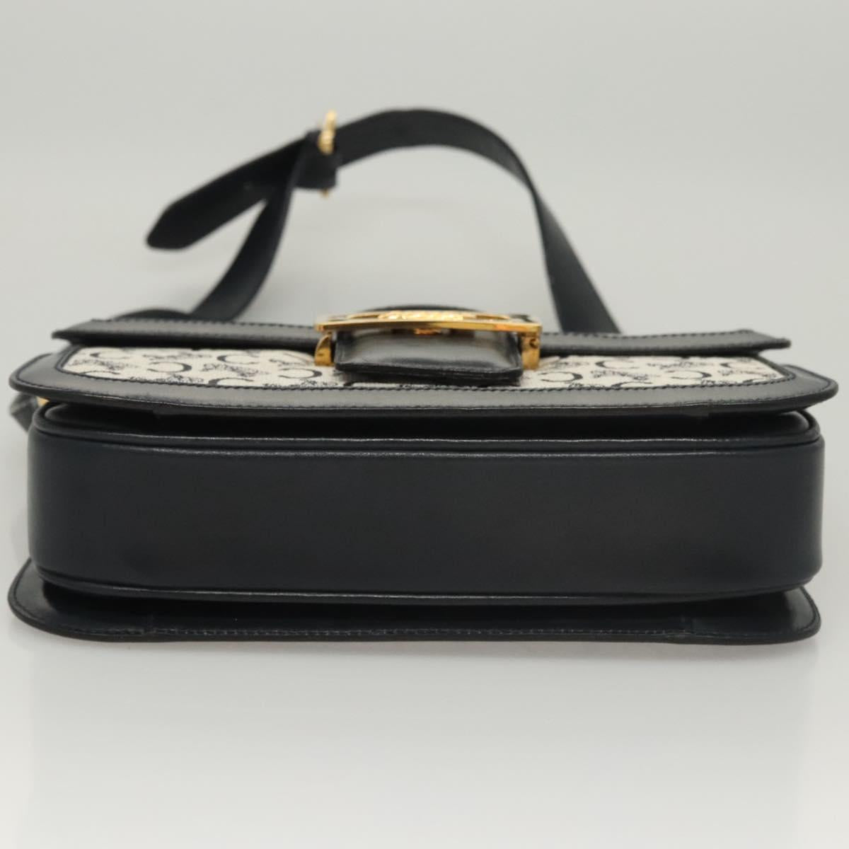 CELINE C Sulky Shoulder Bag Canvas Navy Gold Auth 121704