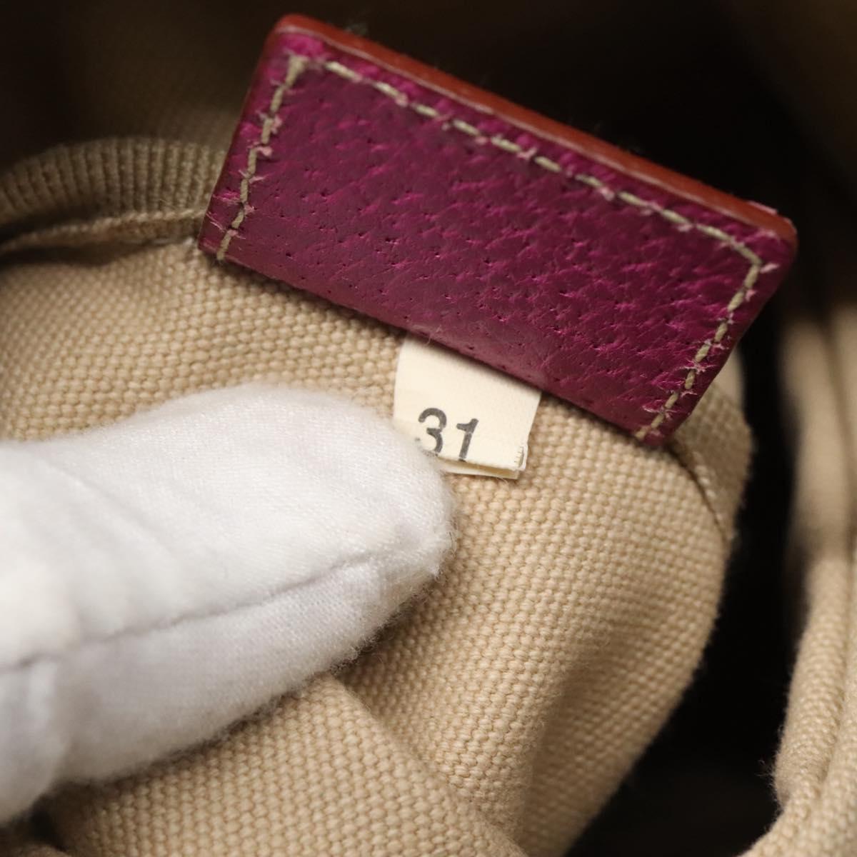 PRADA Tote Bag Canvas Leather Beige Silver Auth 121707