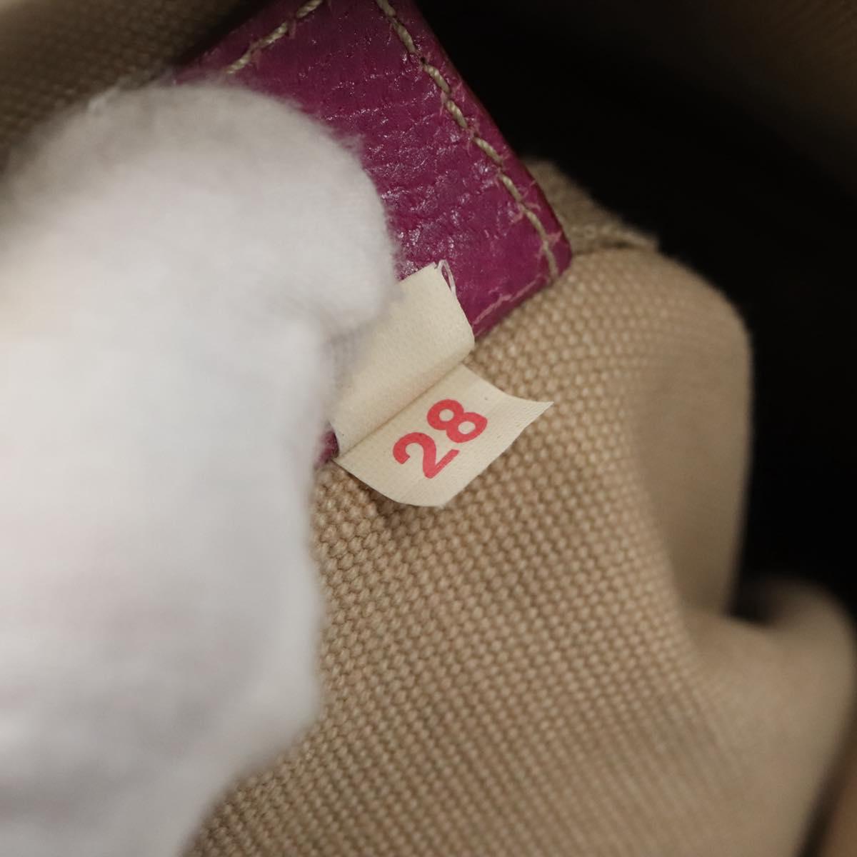 PRADA Tote Bag Canvas Leather Beige Silver Auth 121707