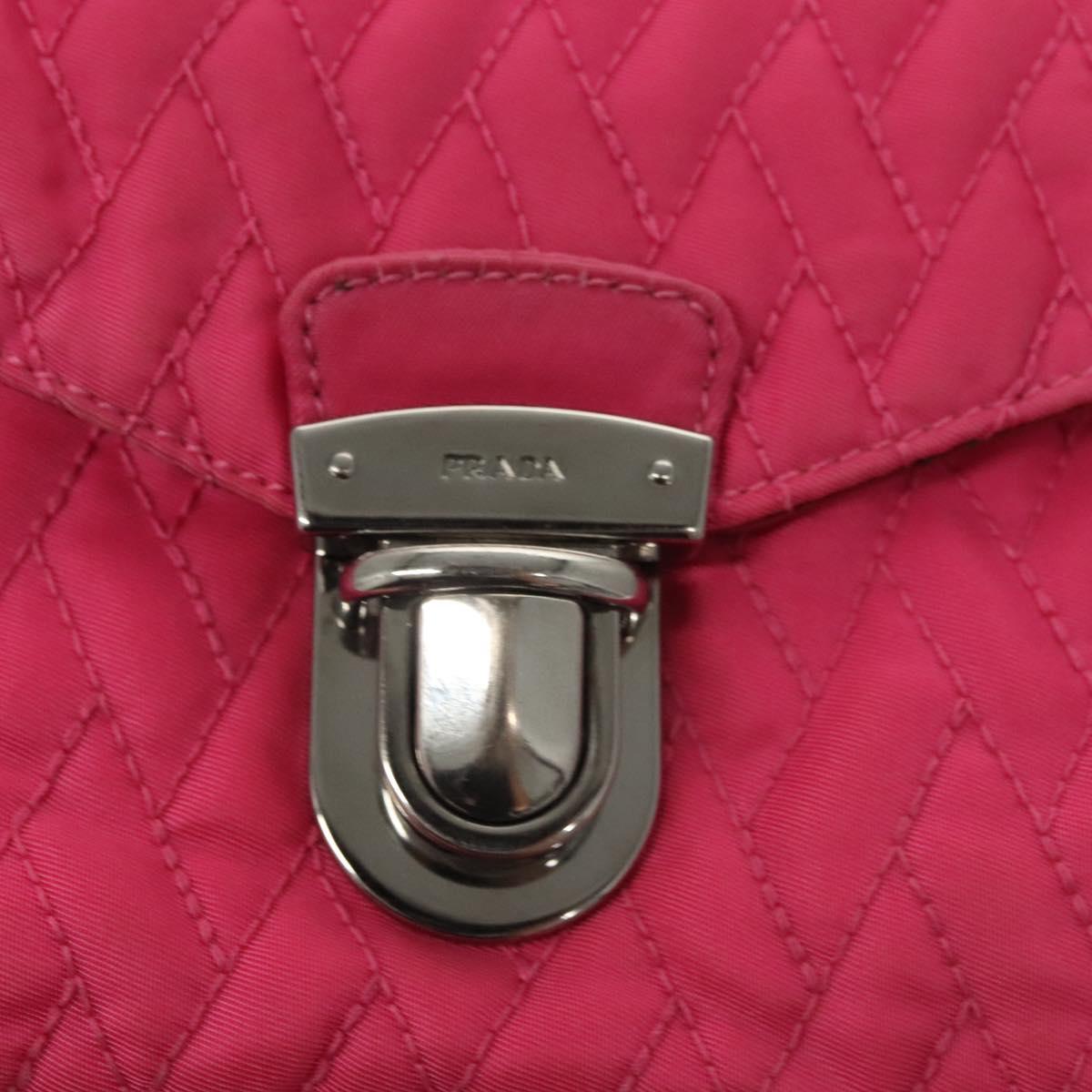 PRADA Chain Shoulder Bag Nylon Pink Silver Auth 121721