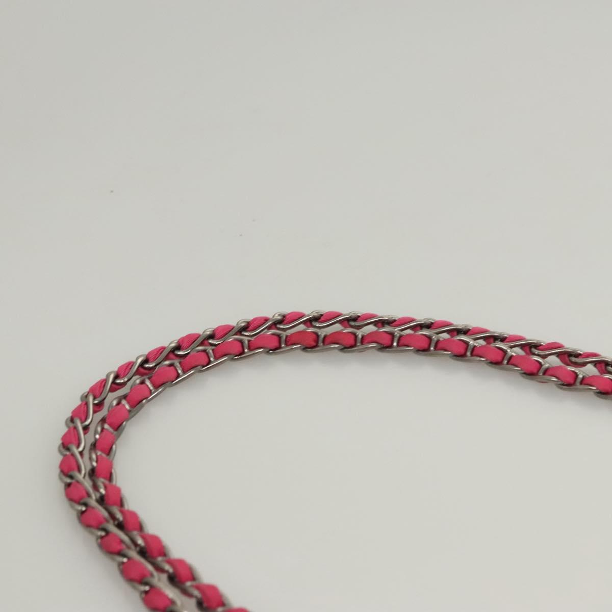 PRADA Chain Shoulder Bag Nylon Pink Silver Auth 121721