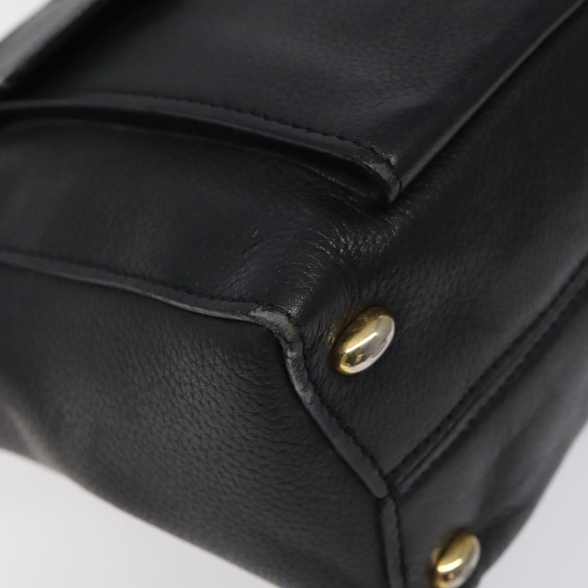 CELINE Shoulder Bag Leather Black Gold Auth 121723