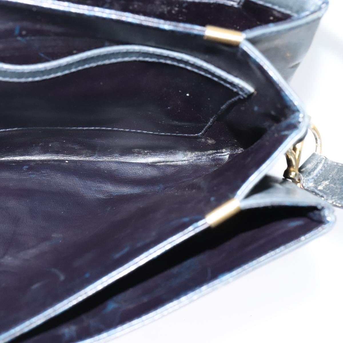 CELINE C Sulky Shoulder Bag Canvas Navy Gold Auth 121724