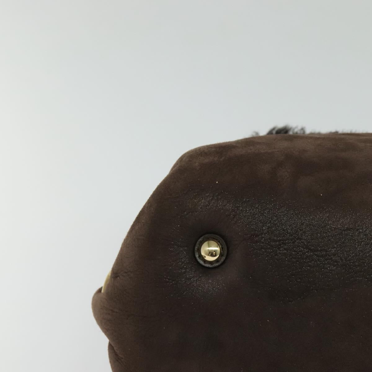 Salvatore Ferragamo Gancini Hand Bag Mouton 2way Brown Gold Auth 121725
