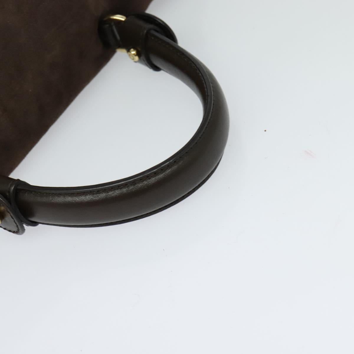 Salvatore Ferragamo Gancini Hand Bag Mouton 2way Brown Gold Auth 121725