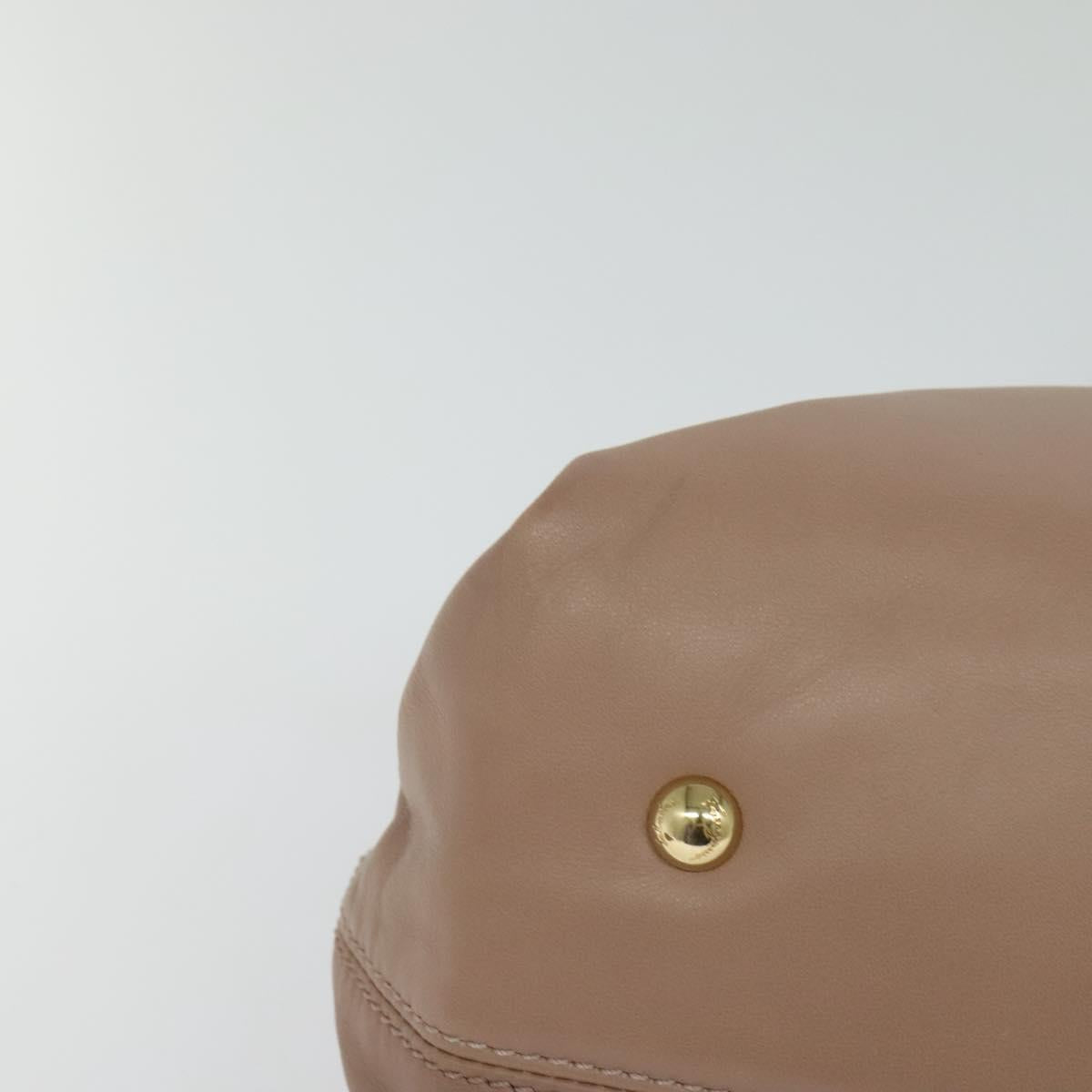 Salvatore Ferragamo Gancini Sofia Hand Bag Leather 2way Beige Gold Auth 121740