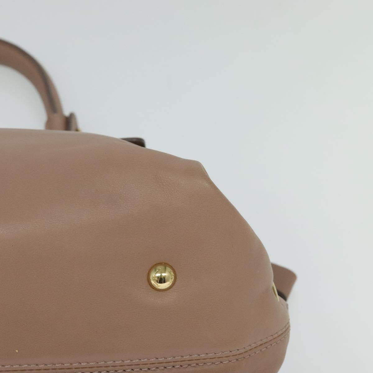 Salvatore Ferragamo Gancini Sofia Hand Bag Leather 2way Beige Gold Auth 121740