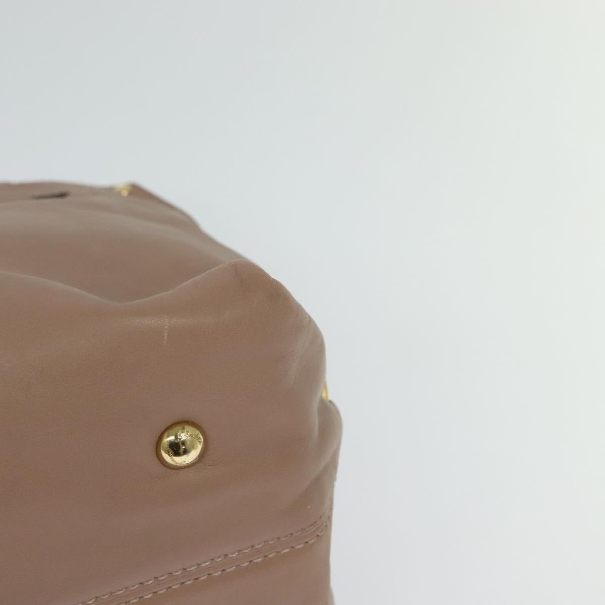 Salvatore Ferragamo Gancini Sofia Hand Bag Leather 2way Beige Gold Auth 121740