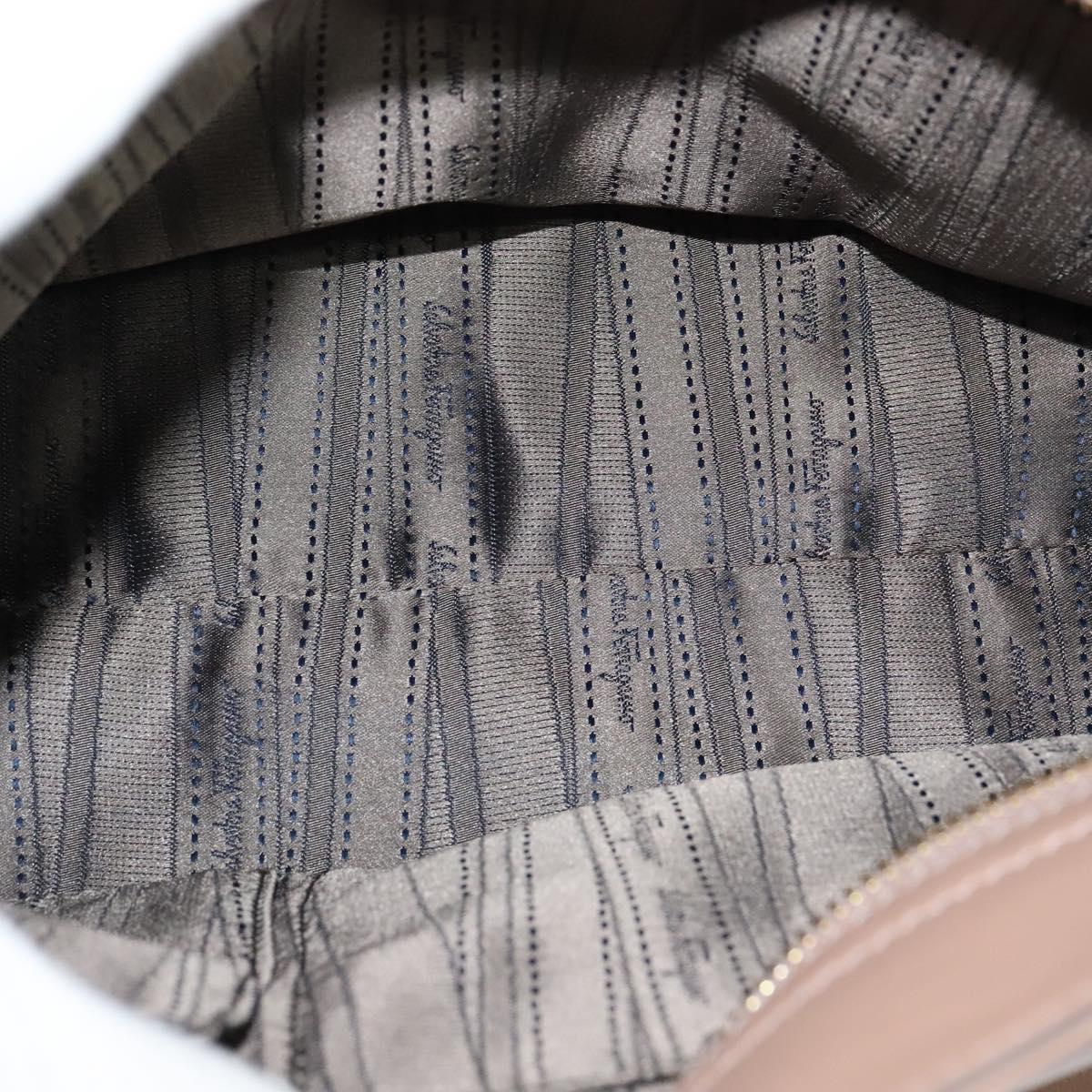 Salvatore Ferragamo Gancini Sofia Hand Bag Leather 2way Beige Gold Auth 121740