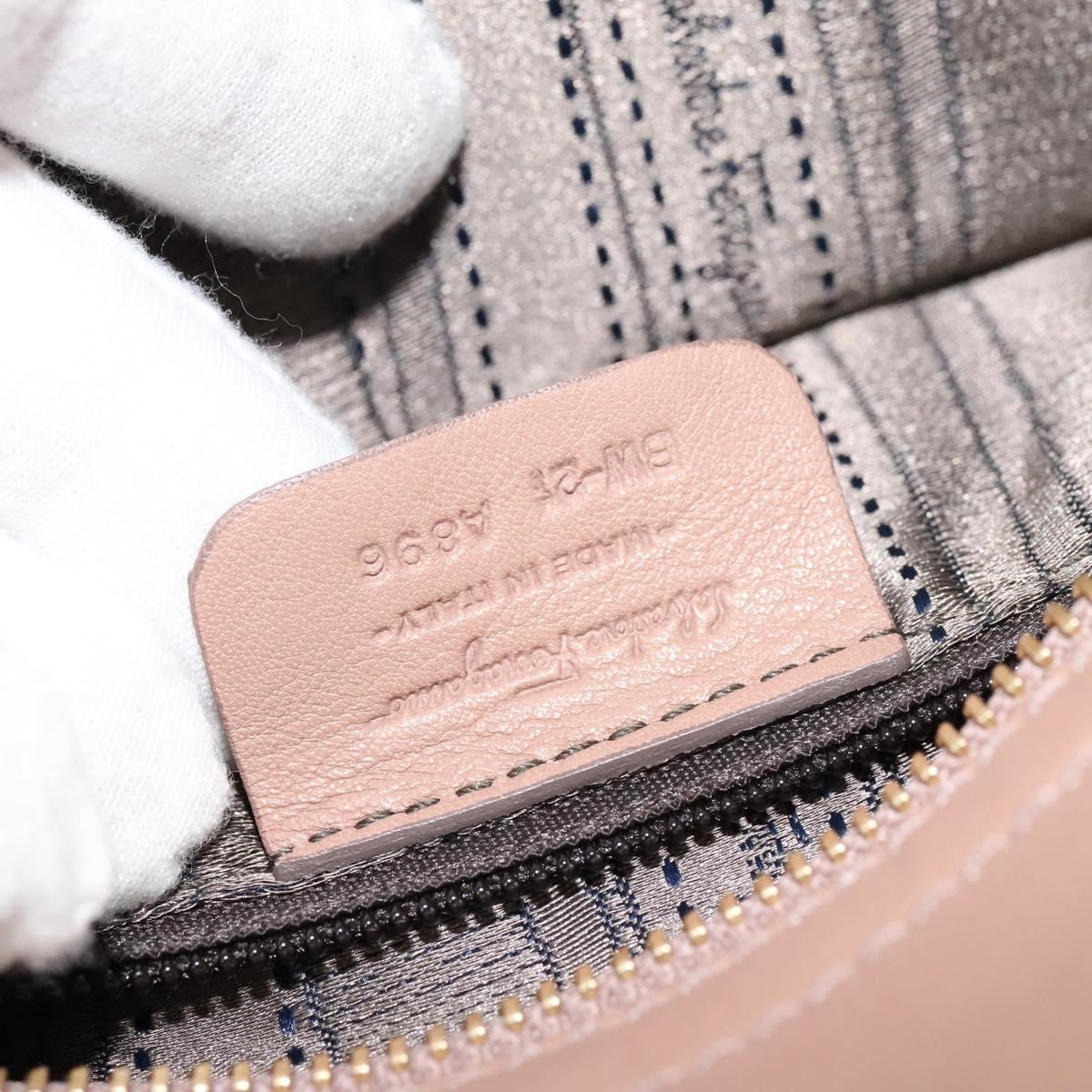 Salvatore Ferragamo Gancini Sofia Hand Bag Leather 2way Beige Gold Auth 121740