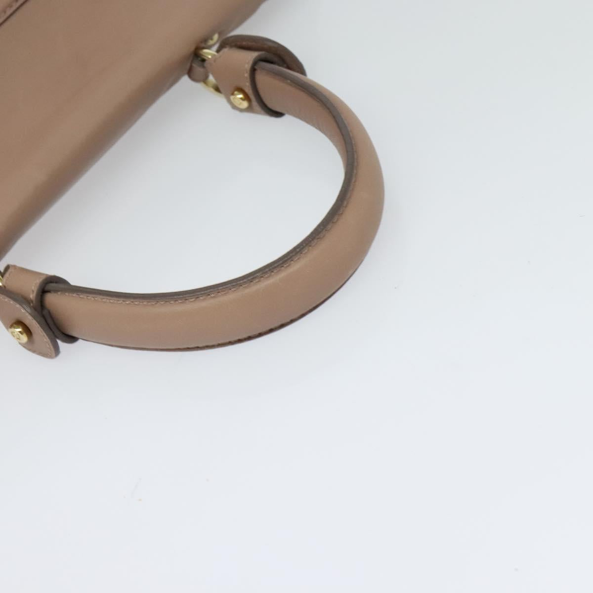 Salvatore Ferragamo Gancini Sofia Hand Bag Leather 2way Beige Gold Auth 121740