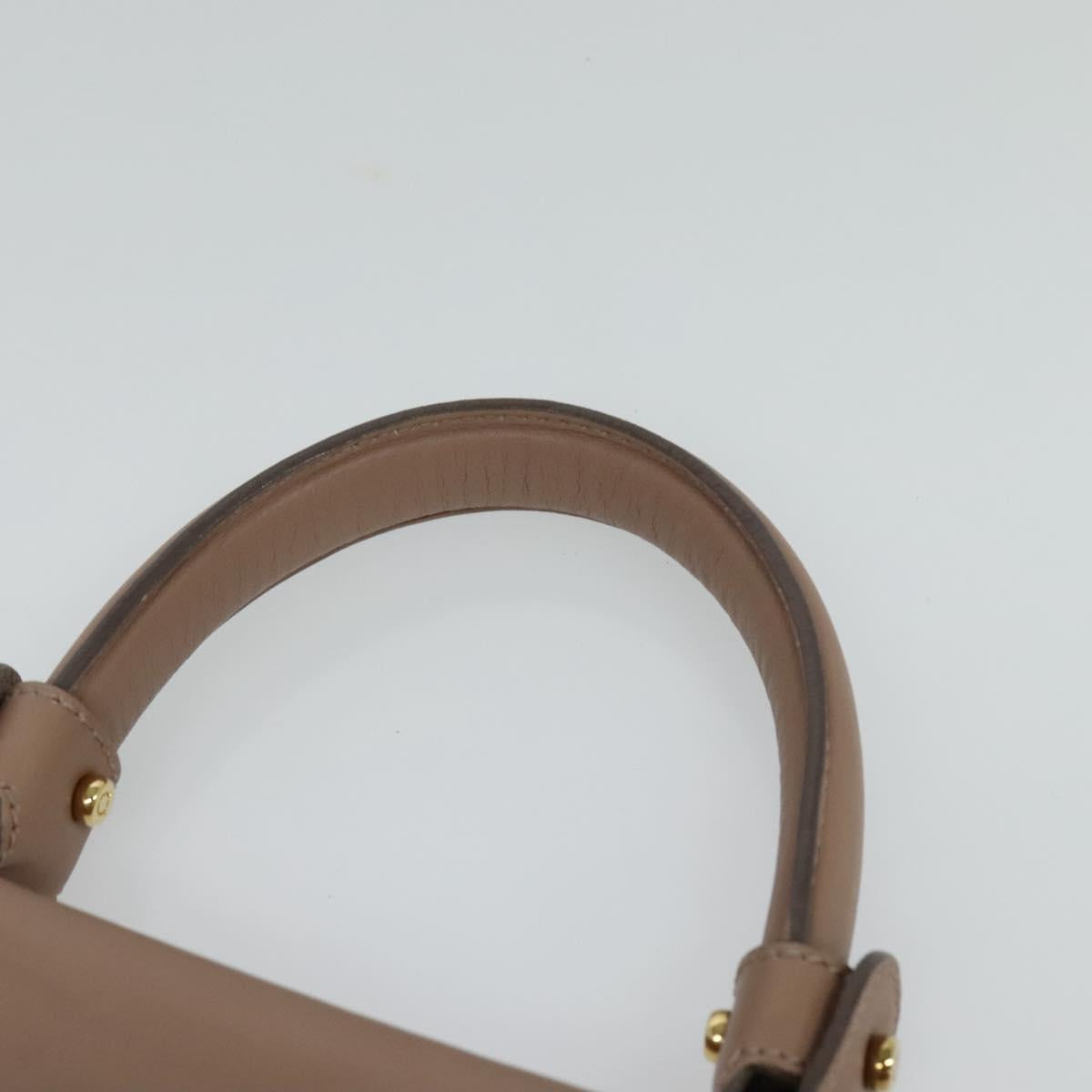 Salvatore Ferragamo Gancini Sofia Hand Bag Leather 2way Beige Gold Auth 121740