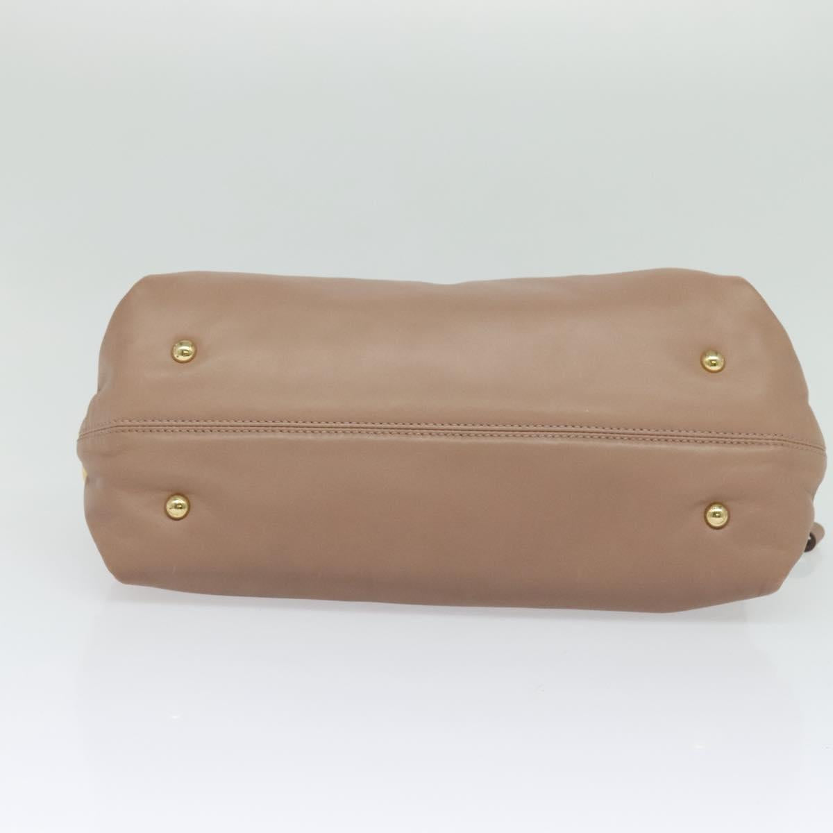 Salvatore Ferragamo Gancini Sofia Hand Bag Leather 2way Beige Gold Auth 121740