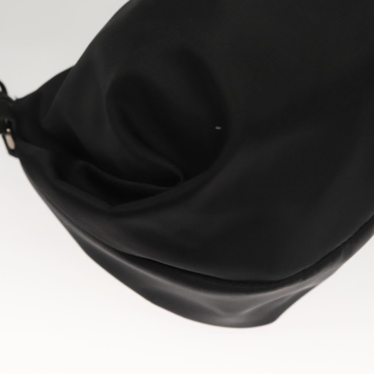 Salvatore Ferragamo Chain Shoulder Bag Nylon Black Silver Auth 121741