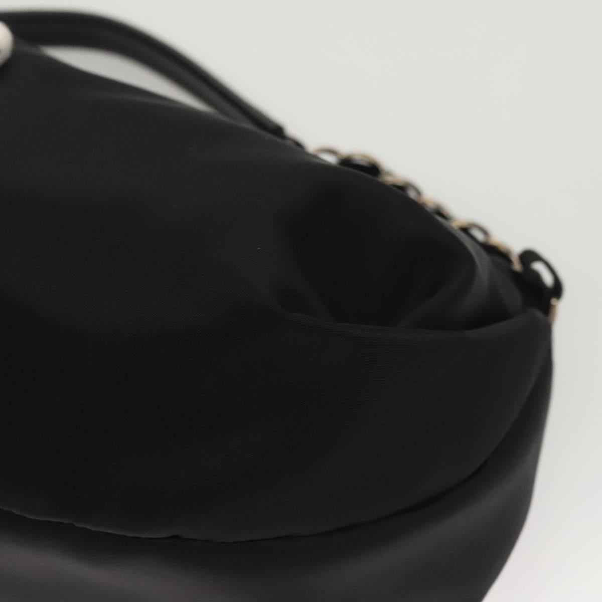 Salvatore Ferragamo Chain Shoulder Bag Nylon Black Silver Auth 121741