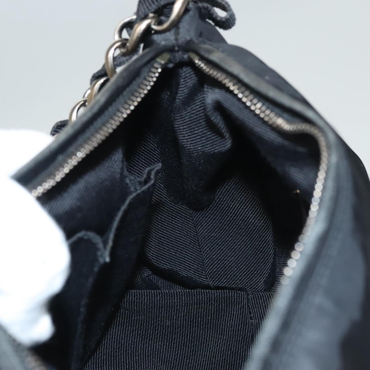 Salvatore Ferragamo Chain Shoulder Bag Nylon Black Silver Auth 121741