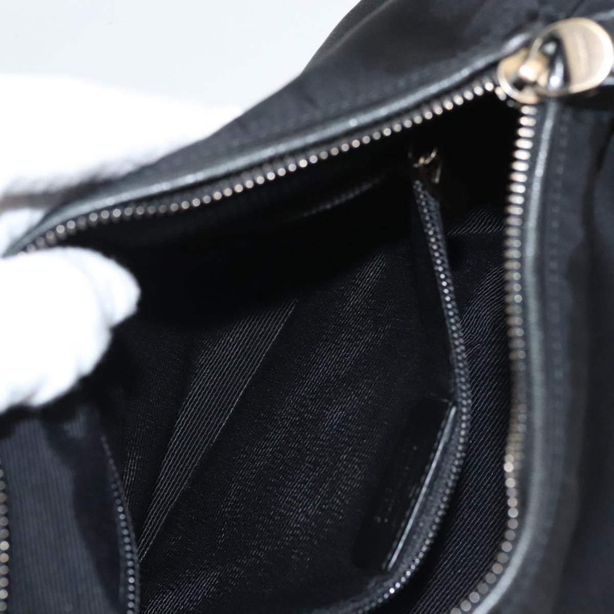 Salvatore Ferragamo Chain Shoulder Bag Nylon Black Silver Auth 121741