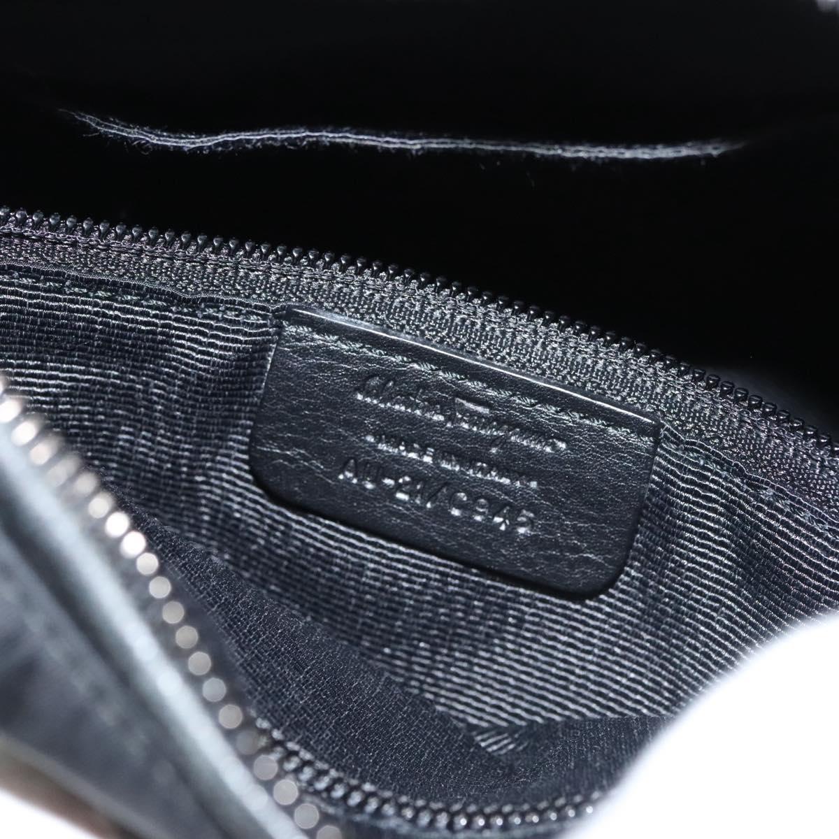 Salvatore Ferragamo Chain Shoulder Bag Nylon Black Silver Auth 121741