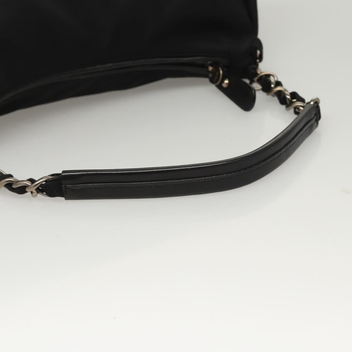 Salvatore Ferragamo Chain Shoulder Bag Nylon Black Silver Auth 121741