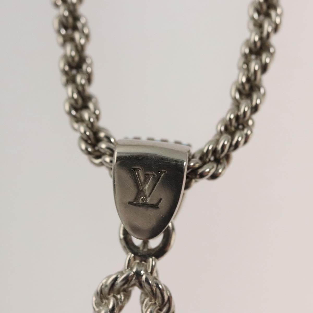 LOUIS VUITTON LV Flower Rope Pendant Necklace Silver tone M02062 LV Auth 121761