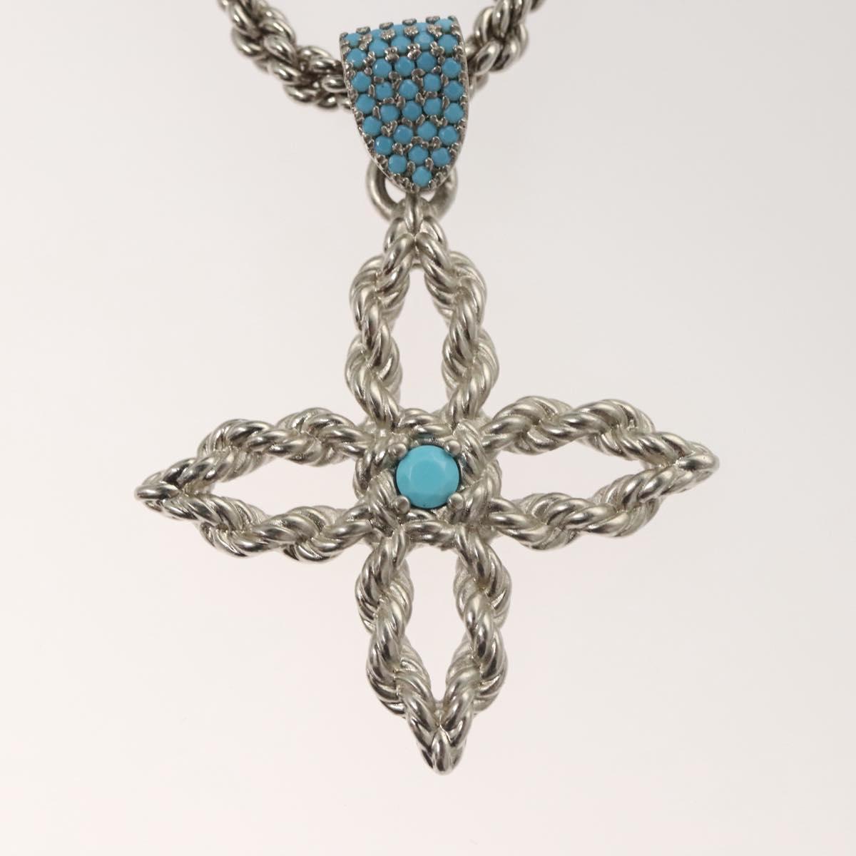 LOUIS VUITTON LV Flower Rope Pendant Necklace Silver tone M02062 LV Auth 121761