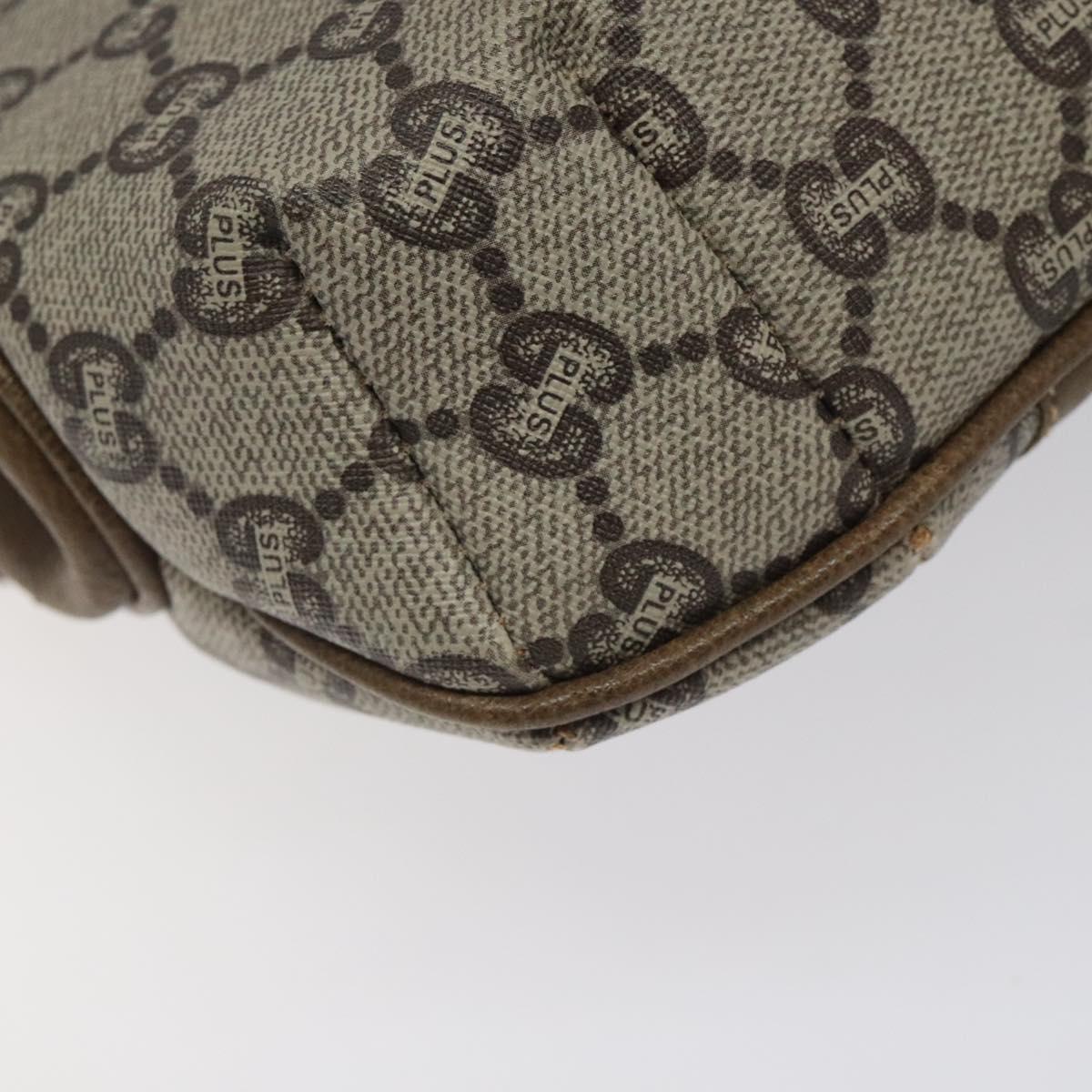 GUCCI GG Plus Supreme Shoulder Bag PVC Beige Gold Auth 121799