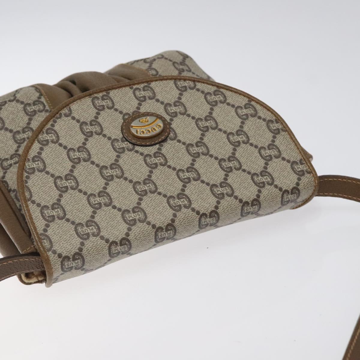 GUCCI GG Plus Supreme Shoulder Bag PVC Beige Gold Auth 121799