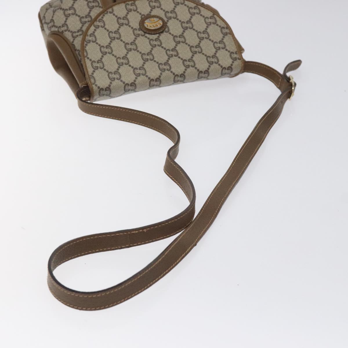 GUCCI GG Plus Supreme Shoulder Bag PVC Beige Gold Auth 121799