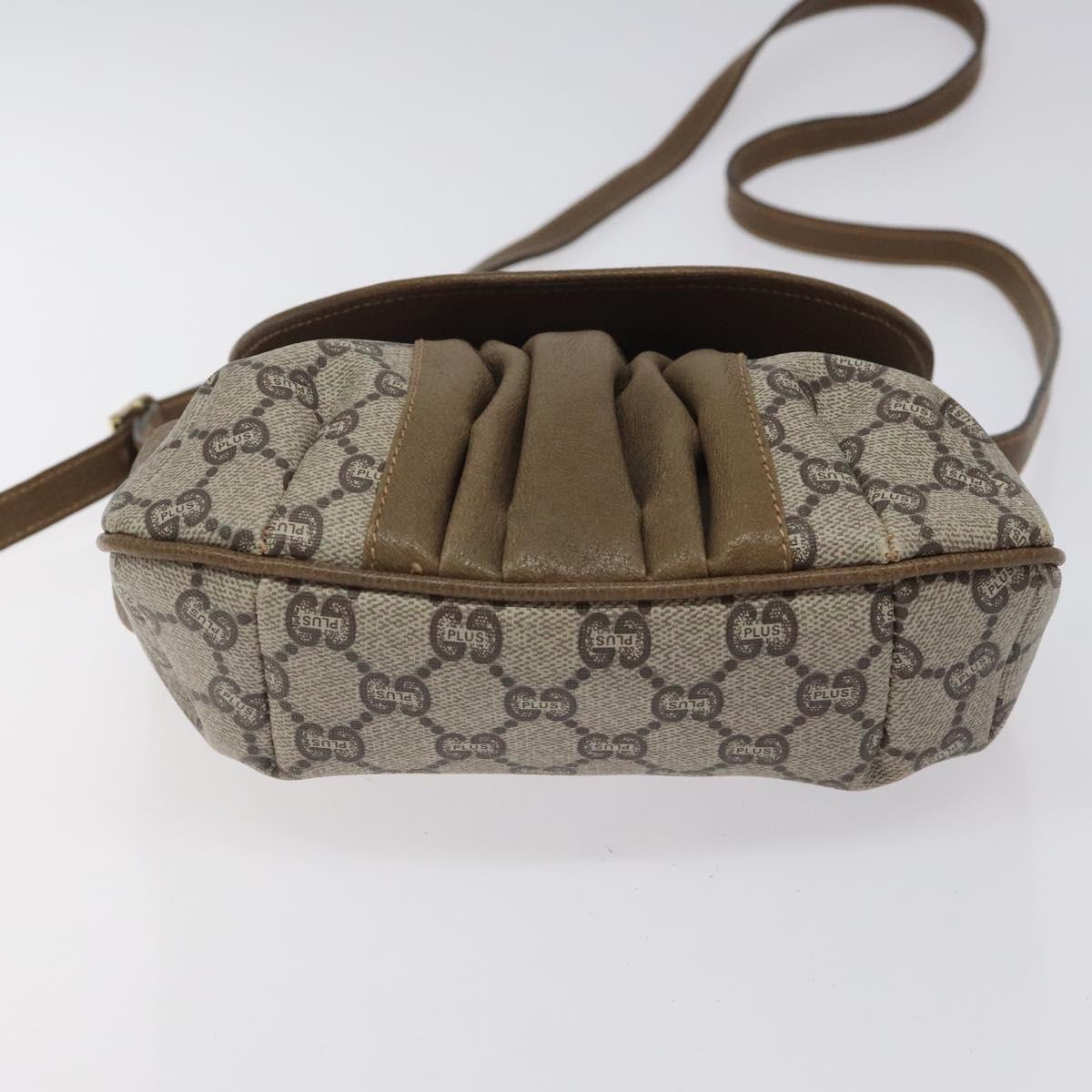 GUCCI GG Plus Supreme Shoulder Bag PVC Beige Gold Auth 121799