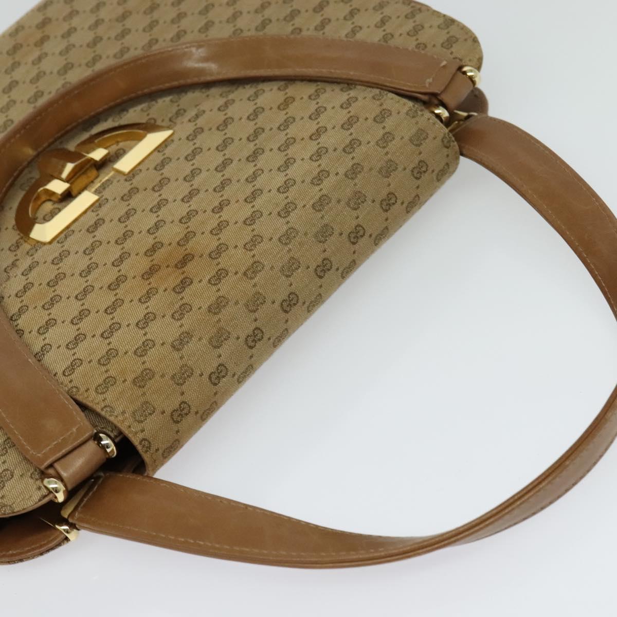 GUCCI Micro GG Canvas Hand Bag Beige Gold Auth 121803