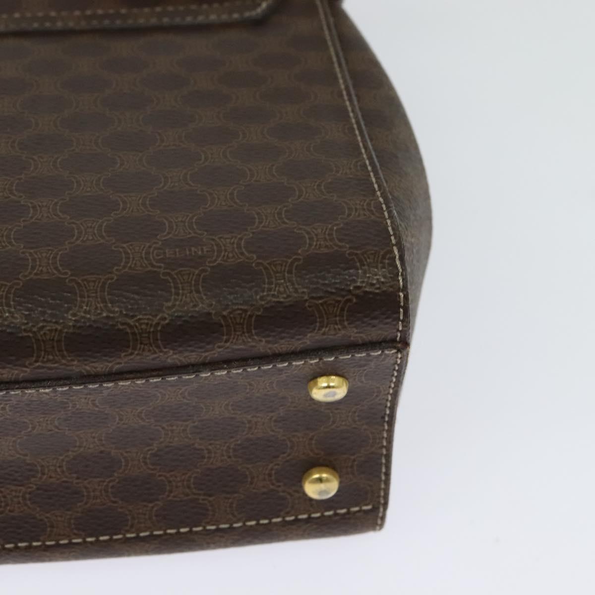 CELINE Macadam Canvas Hand Bag PVC Leather 2way Brown Gold Auth 121807