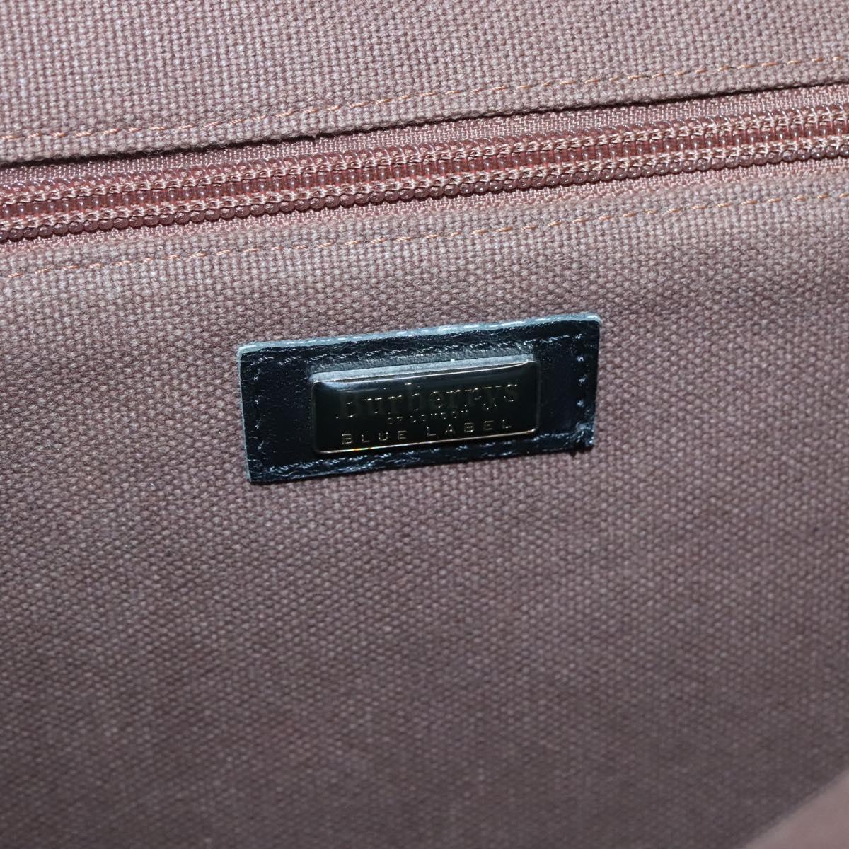 BURBERRY Nova Check Blue Label Tote Bag Wool Beige Silver Auth 121808