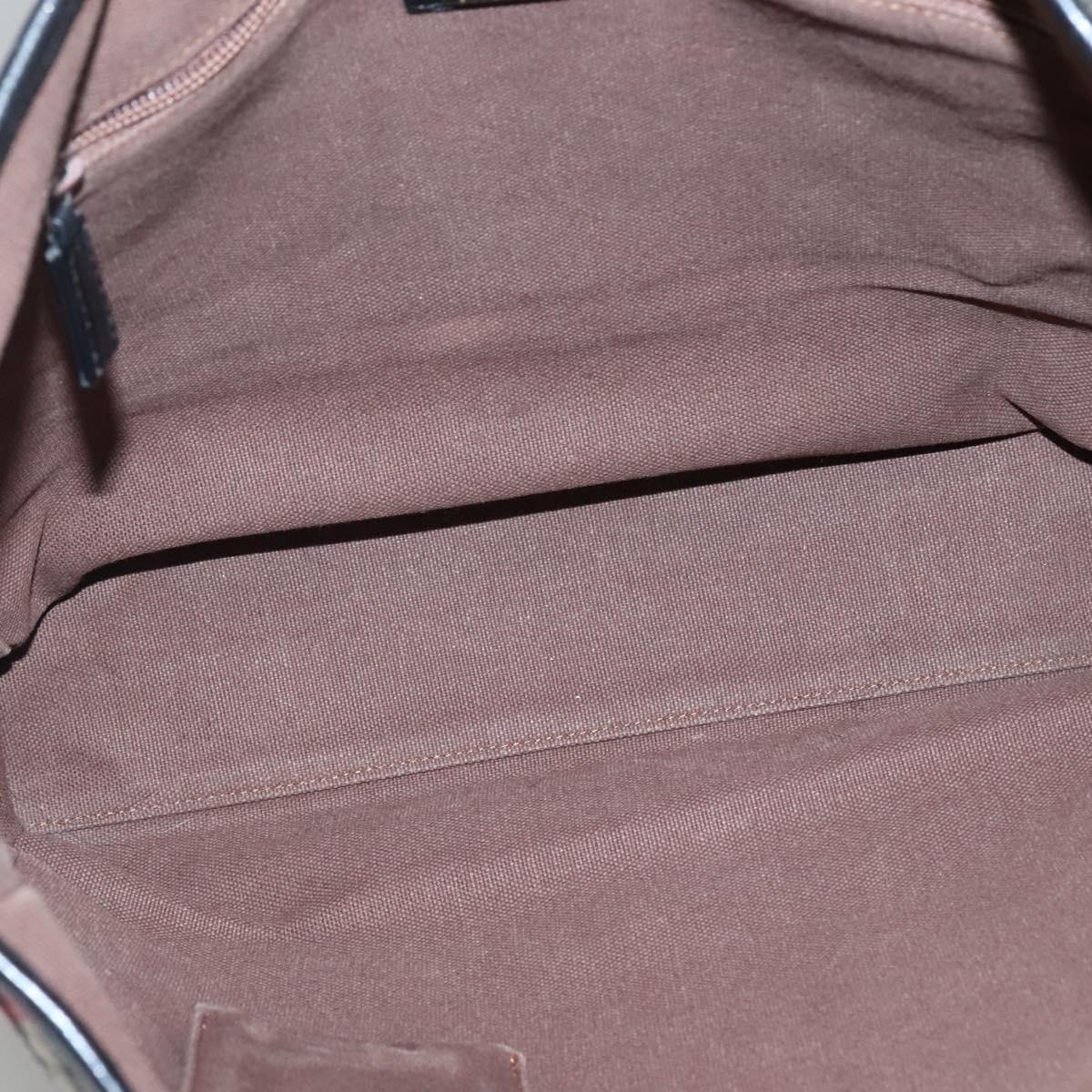 BURBERRY Nova Check Blue Label Tote Bag Wool Beige Silver Auth 121808