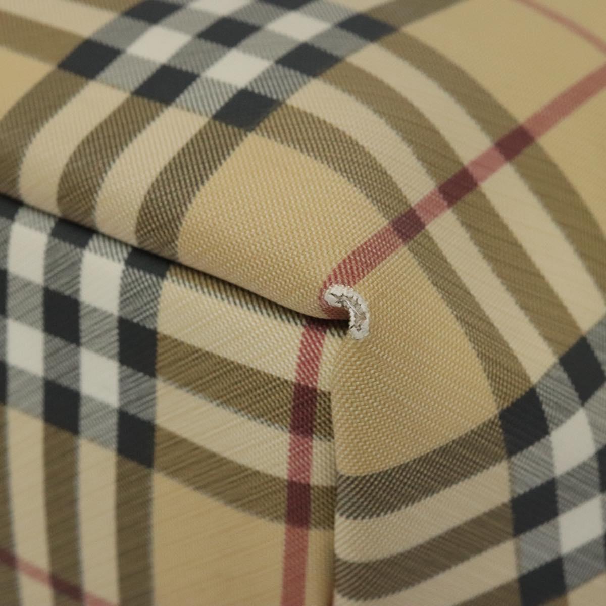 BURBERRY Nova Check Tote Bag PVC Beige Silver Auth 121809