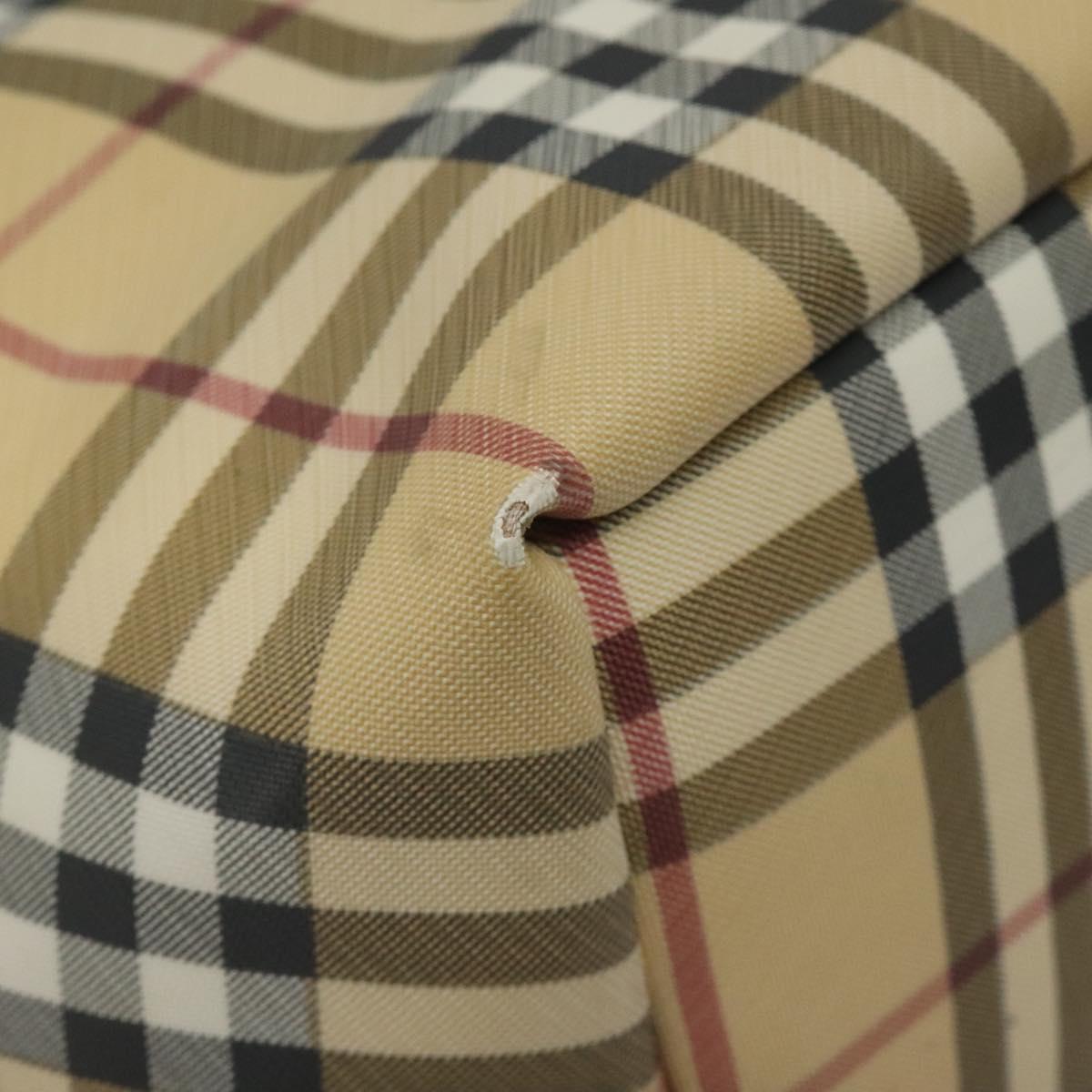 BURBERRY Nova Check Tote Bag PVC Beige Silver Auth 121809