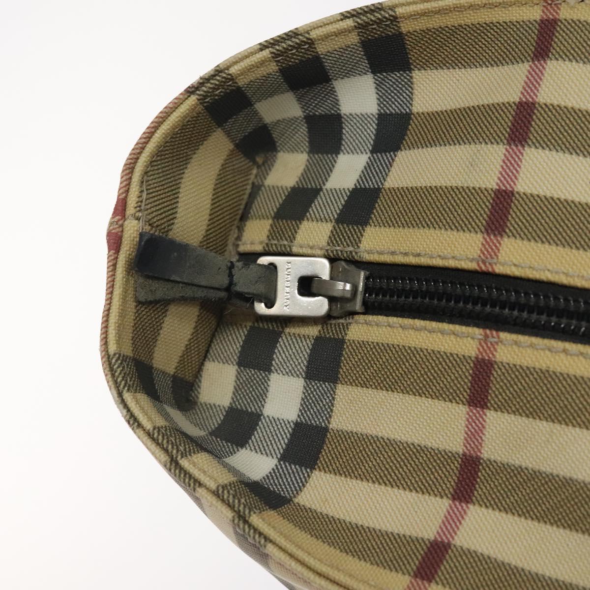 BURBERRY Nova Check Tote Bag PVC Beige Silver Auth 121809