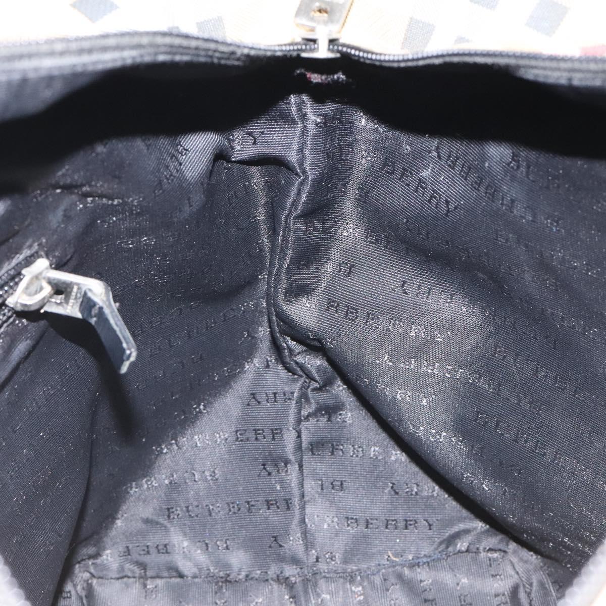 BURBERRY Nova Check Tote Bag PVC Beige Silver Auth 121809