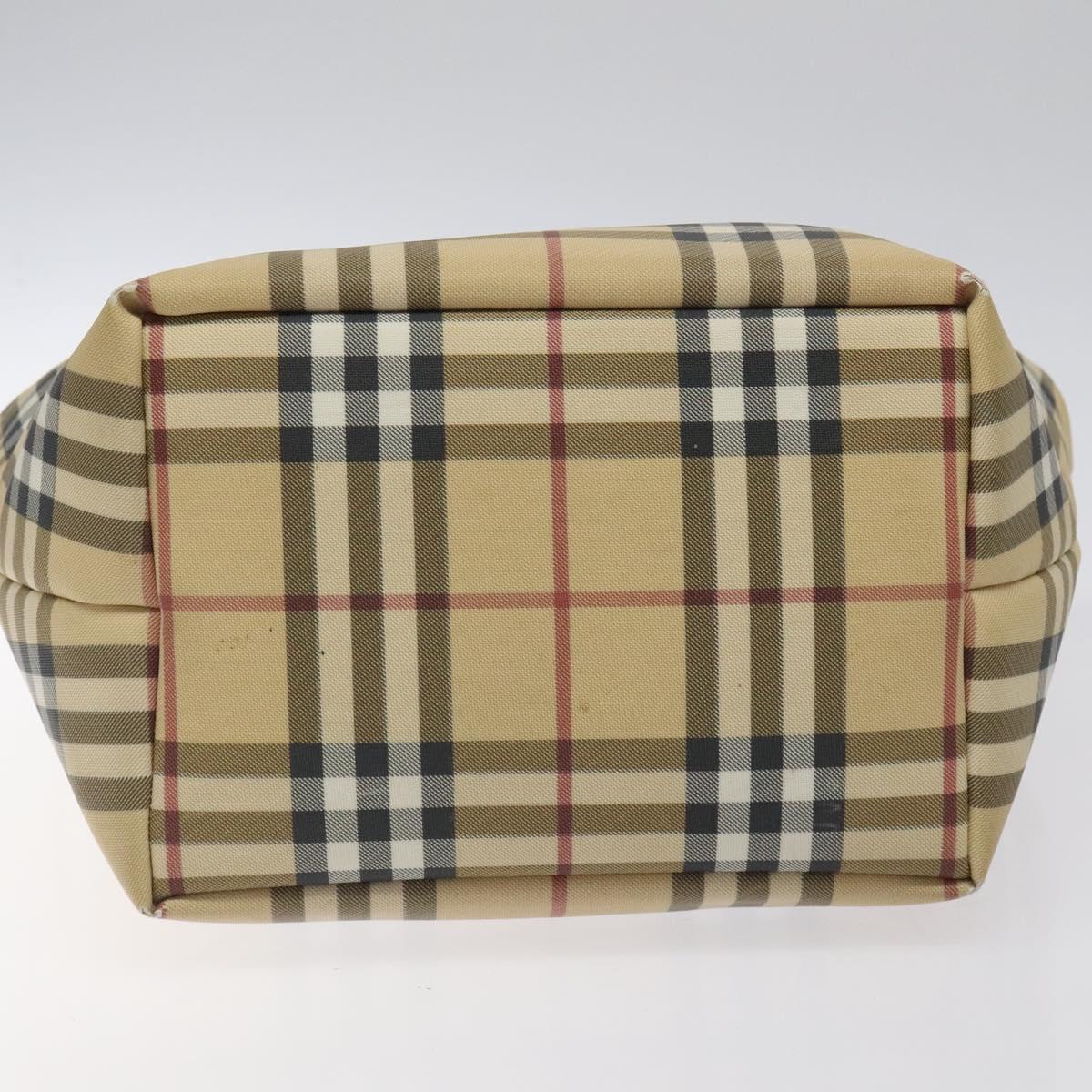 BURBERRY Nova Check Tote Bag PVC Beige Silver Auth 121809